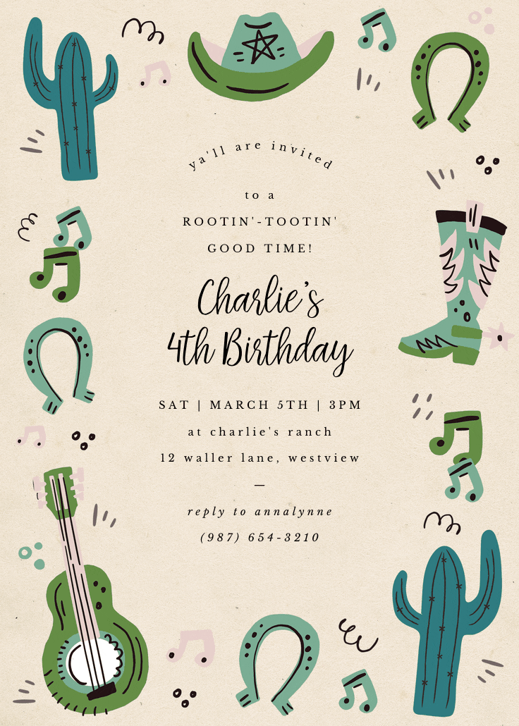 Rootin tootin birthday - birthday invitation