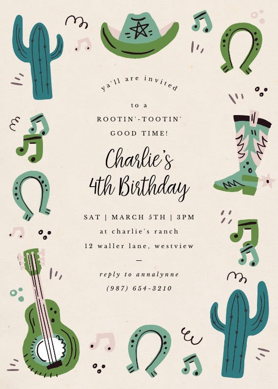 Rootin tootin birthday -  invitación para todos los días