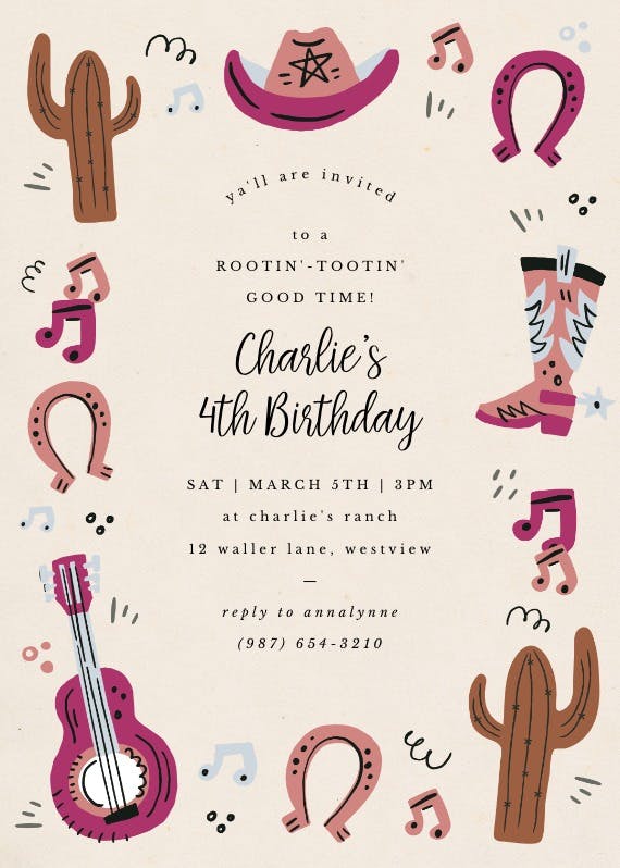Rootin tootin birthday - birthday invitation