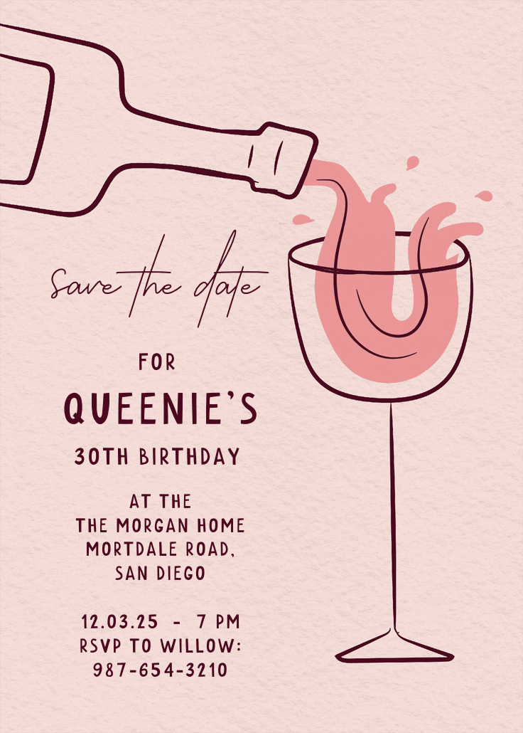 Rosé soirée - invitación de cumpleaños