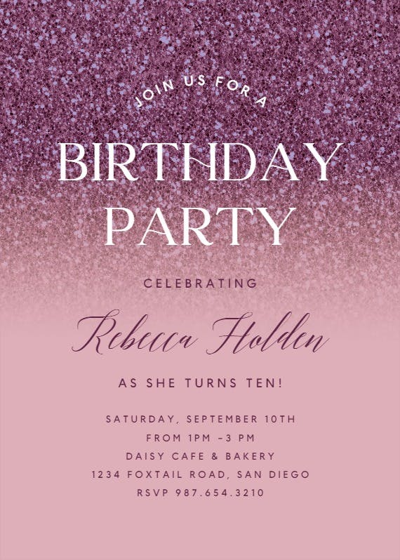 Rose gold glitter - party invitation