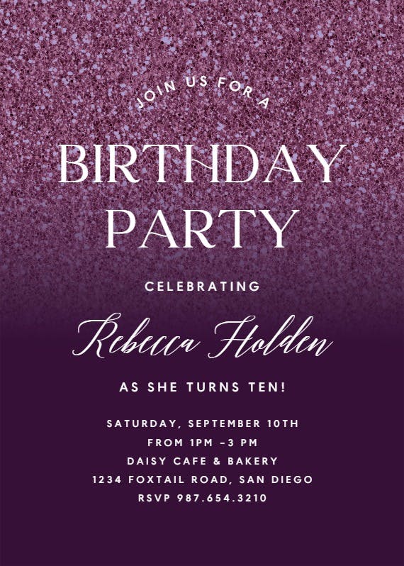 Rose gold glitter - printable party invitation