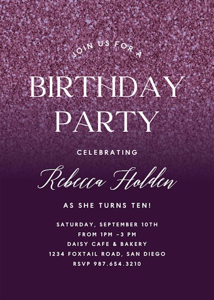 Rose Gold Glitter - Birthday Invitation Template (Free) | Greetings Island