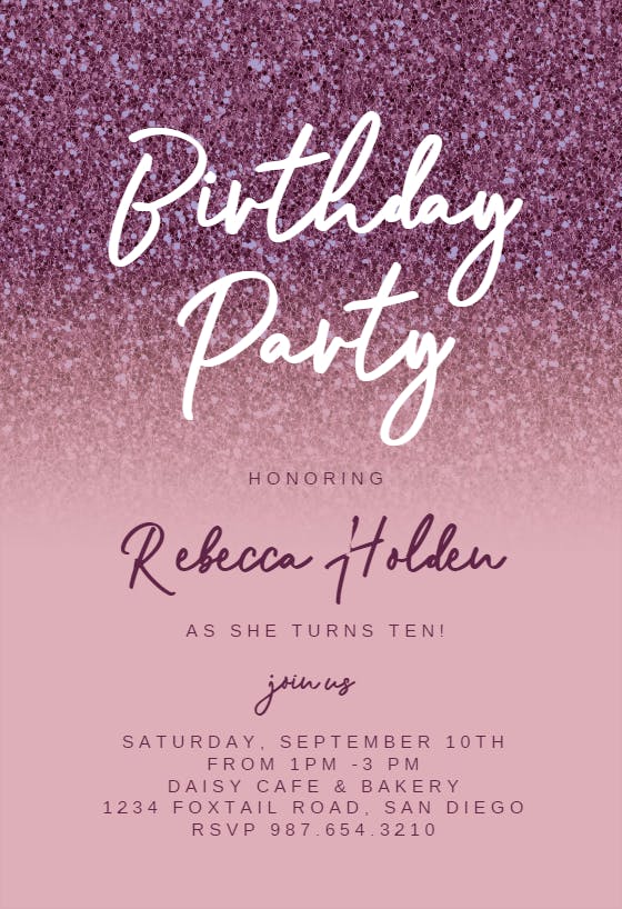 Balloon Invitation Rose Gold Confetti Invite Editable Template 10th Birthday Invite Rose Blush