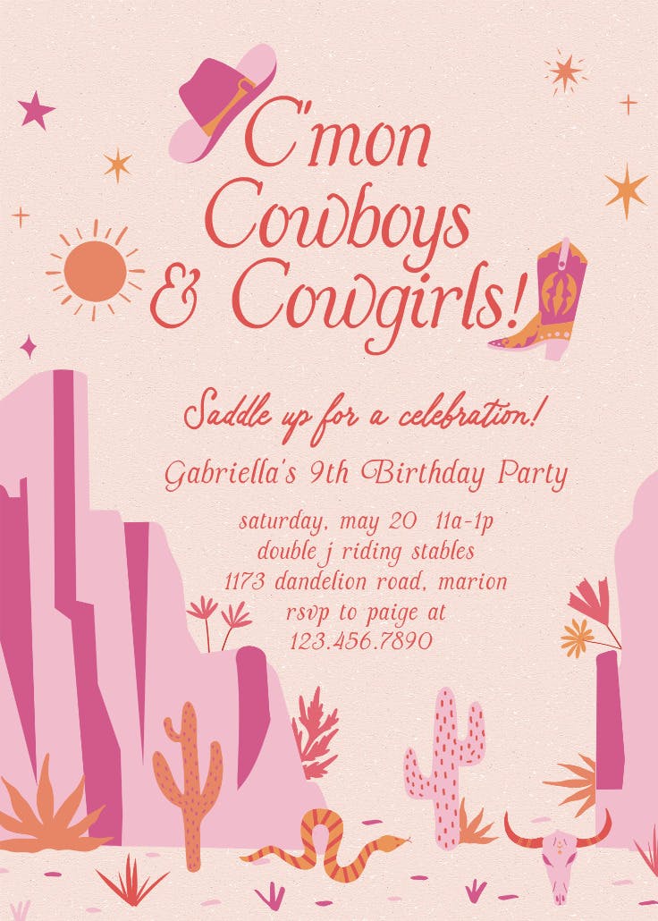 Rosey rodeo - invitation