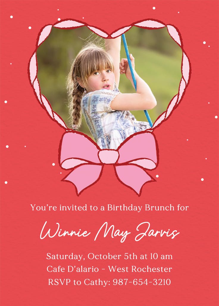 Ruffle heart - invitación de cumpleaños