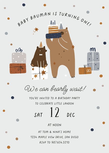 Rustic bears - birthday invitation