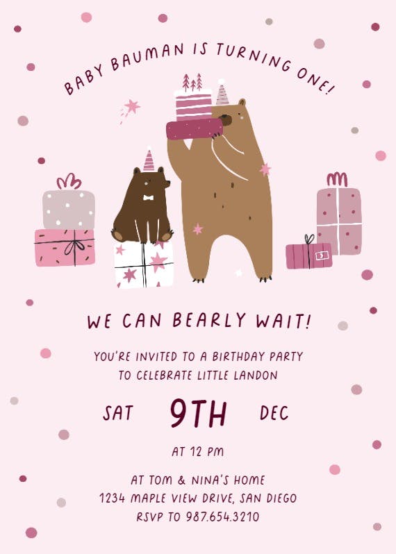 Rustic bears - birthday invitation