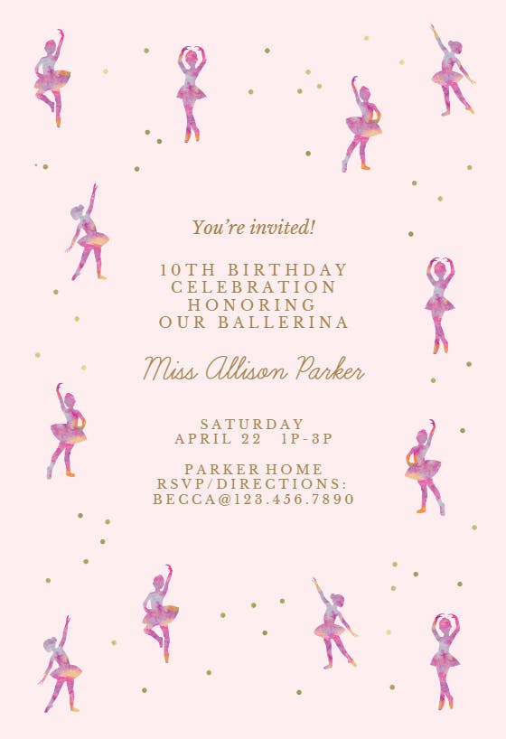 Satin and lace ballet - party invitation