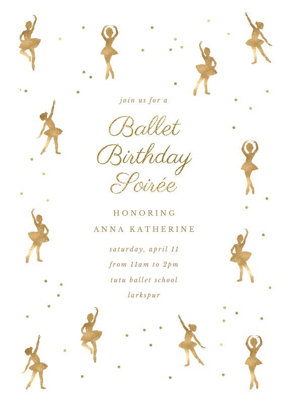 Satin and lace ballet - invitación de cumpleaños
