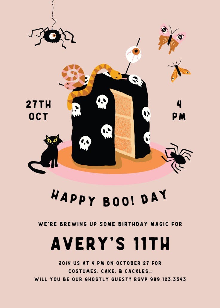 Scary cake - birthday invitation