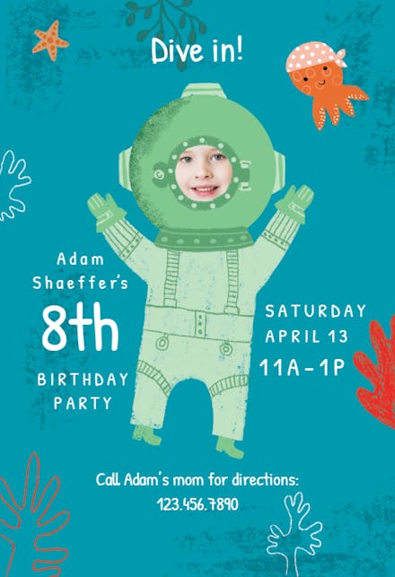 Scuba Dive - Invitación de Cumpleaños