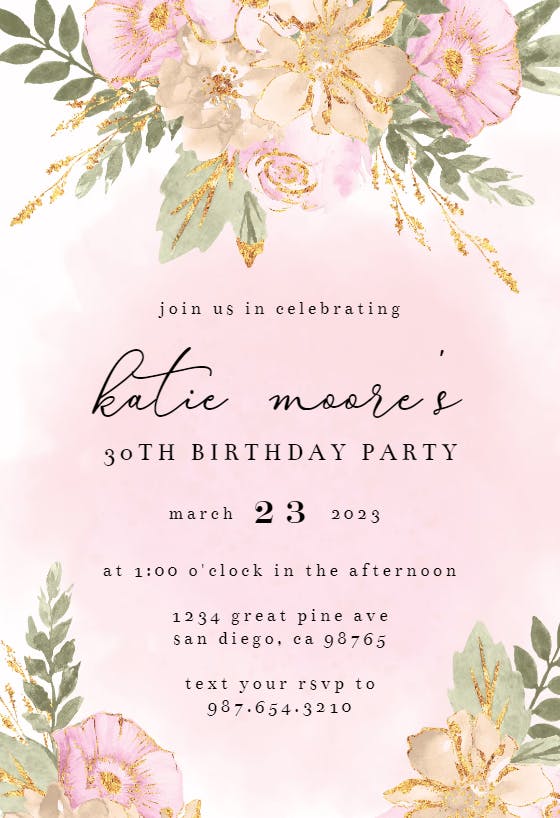 Shabby Chic Flowers - Birthday Invitation Template | Greetings Island