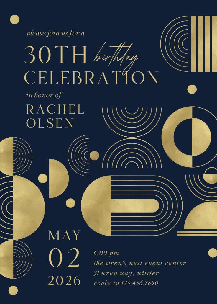 Shapes and lines - printable party invitation