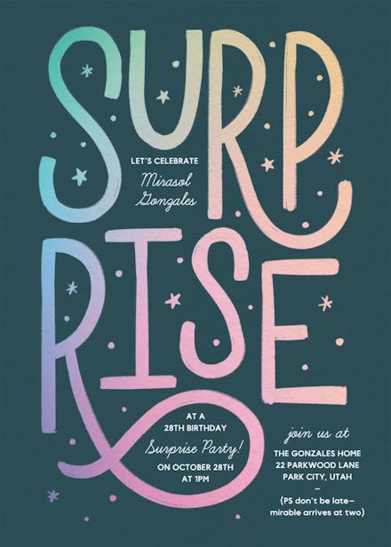 Shhh... surprise - birthday invitation