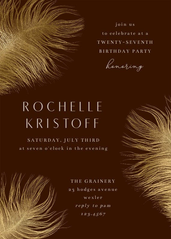 Shimmering feathers -  invitation template