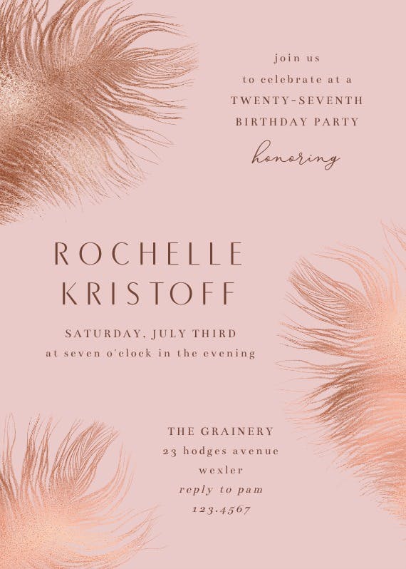 Shimmering feathers - party invitation