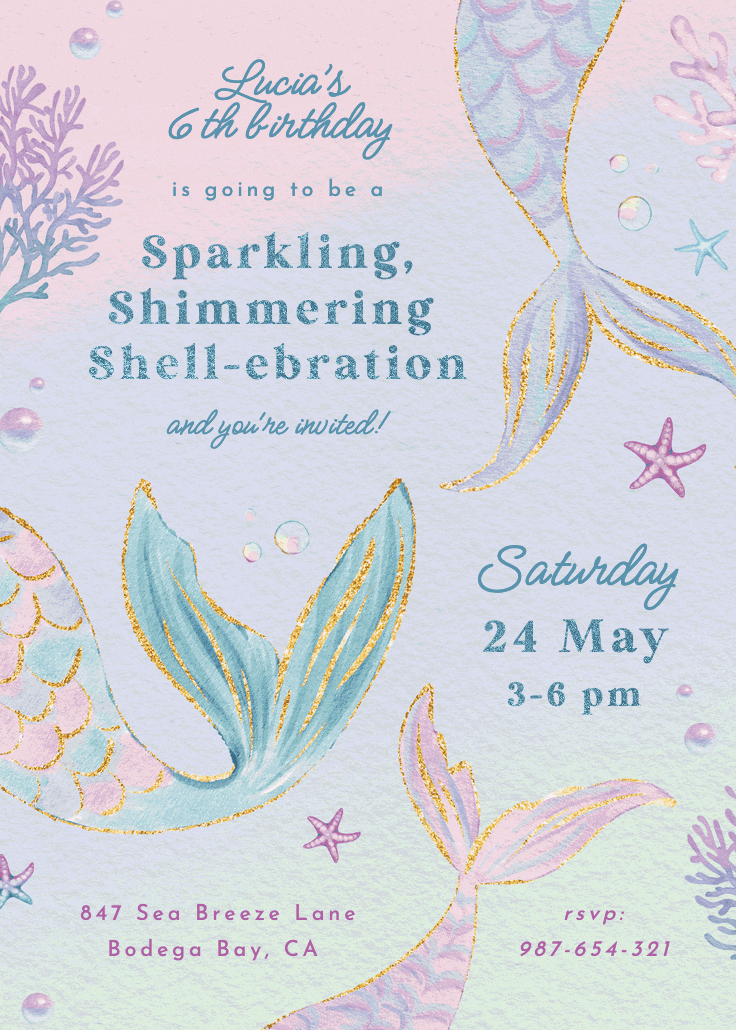 Shimmering shell-ebration - invitation