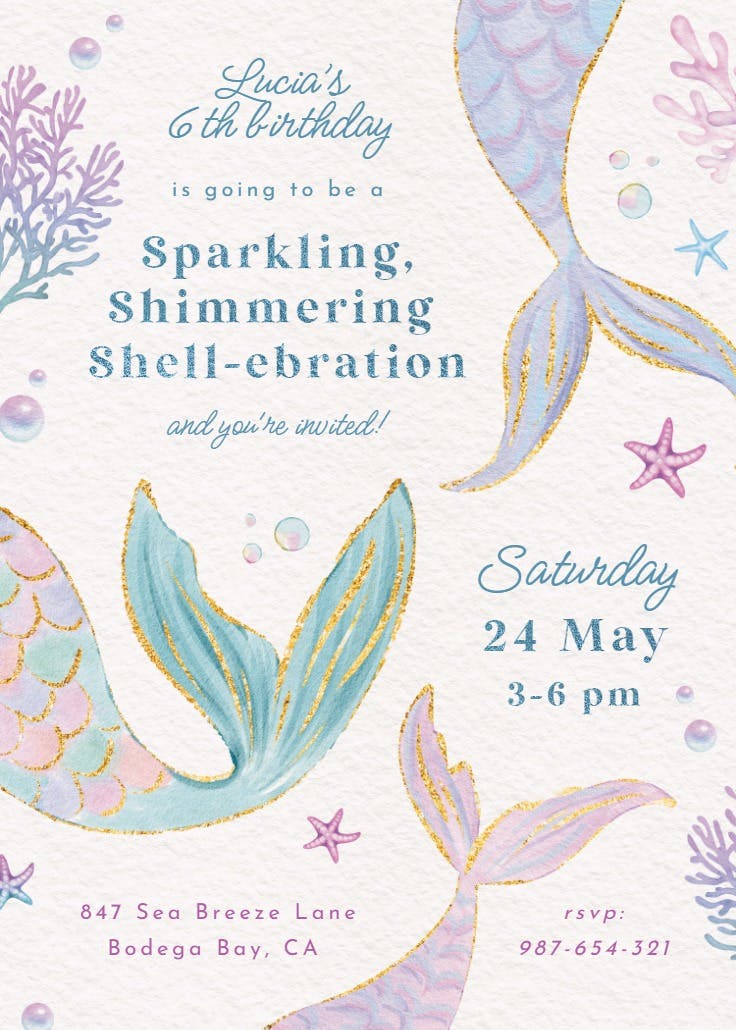 Shimmering shell-ebration - invitation