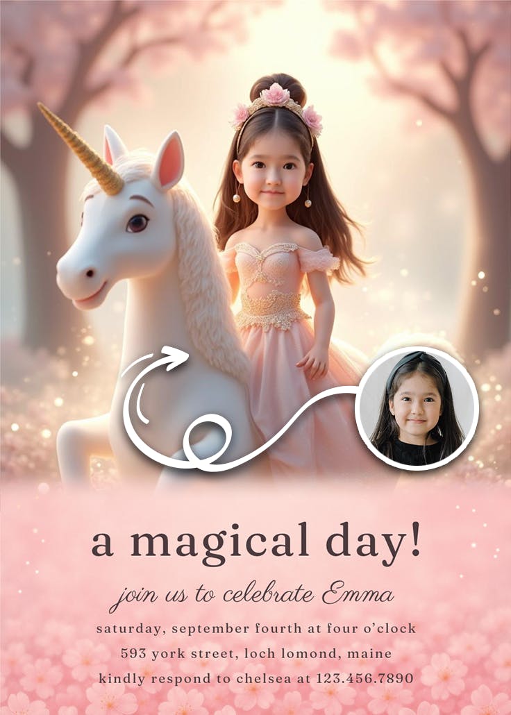 Fantasy unicorn - invitation