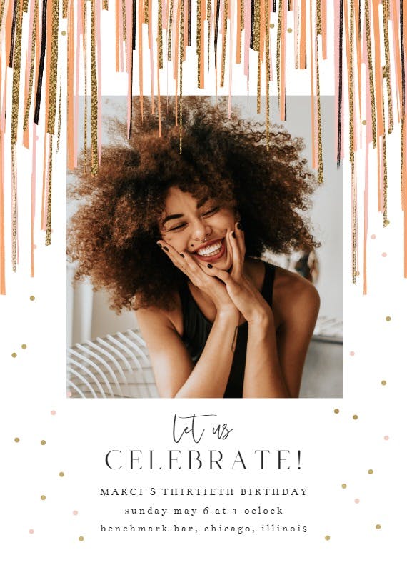 Shiny stripes frame -  invitación de fiesta de cumpleaños con foto