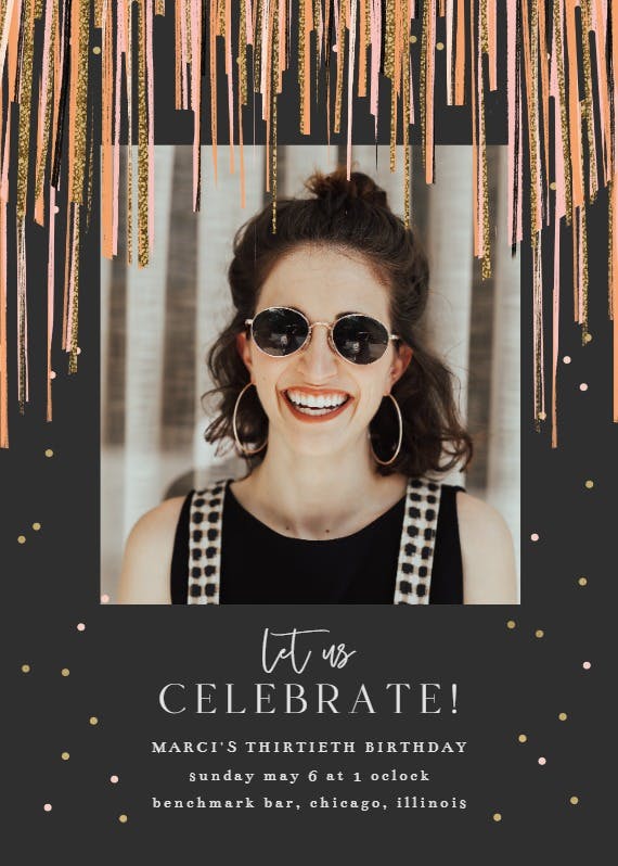 Shiny stripes frame -  invitación de fiesta de cumpleaños con foto
