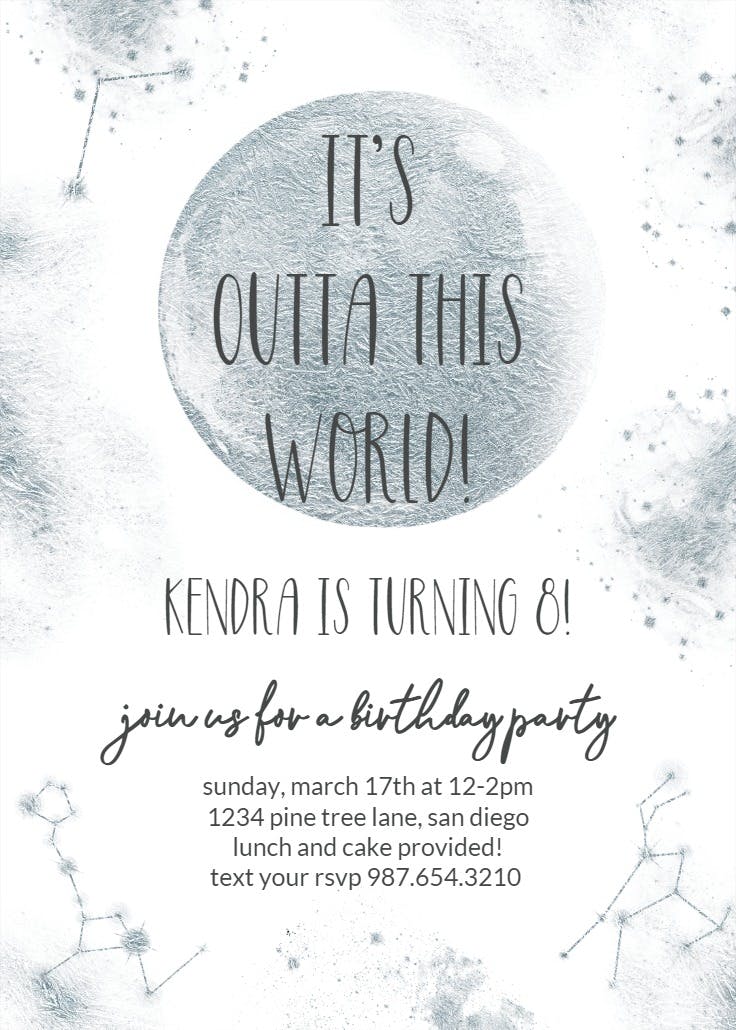 Silver moon - printable party invitation