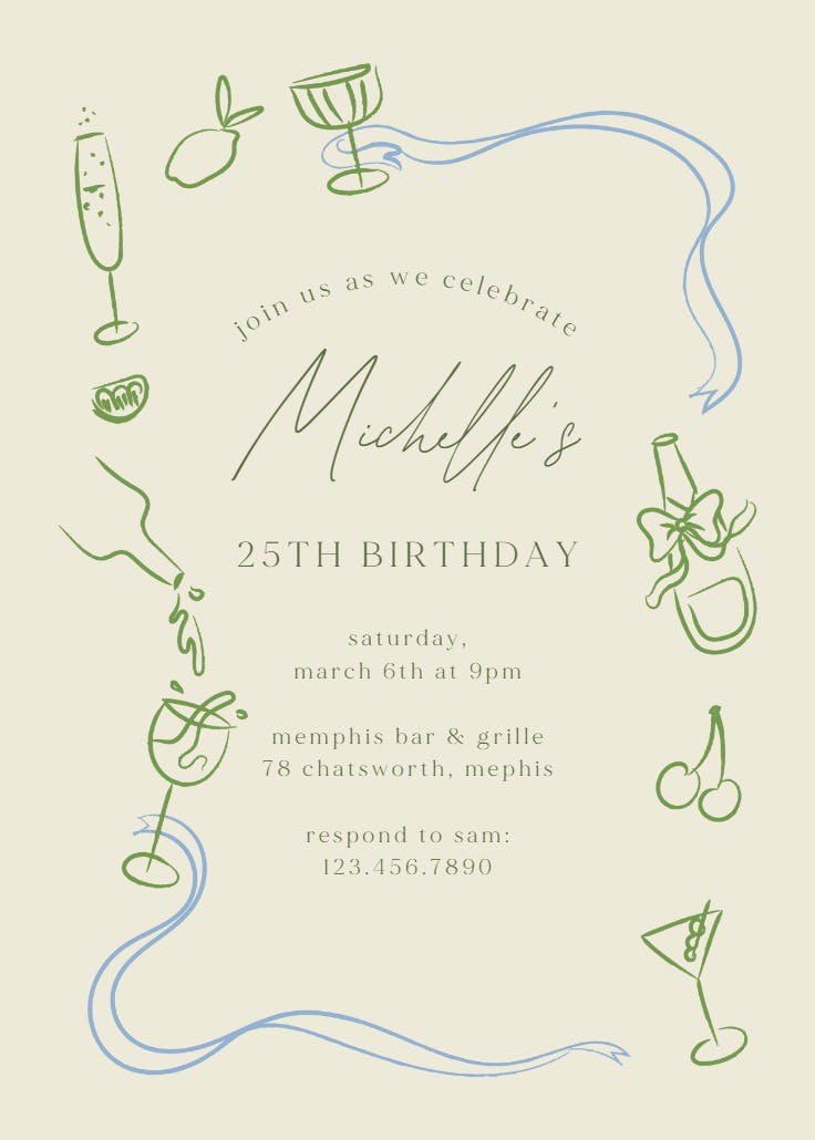 Sketched border - birthday invitation