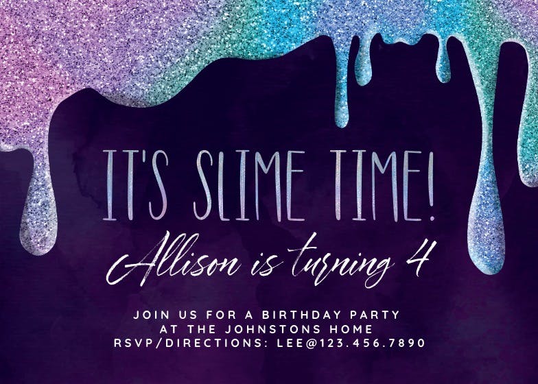 Slime time - invitación de cumpleaños