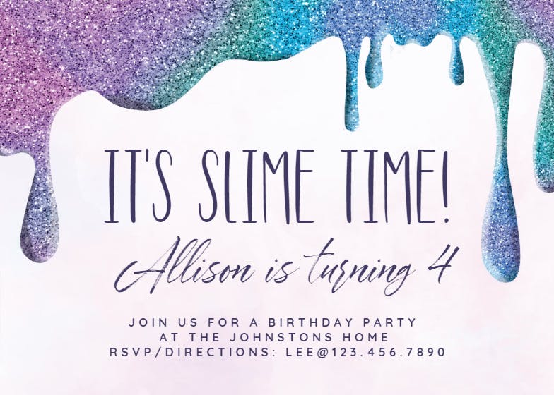 Slime time -  invitación de cumpleaños