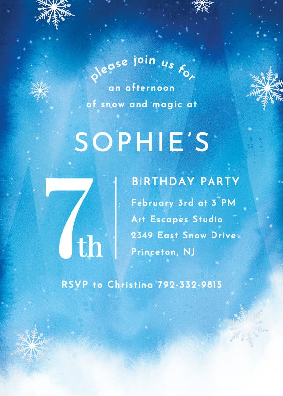 Snow and magic - birthday invitation