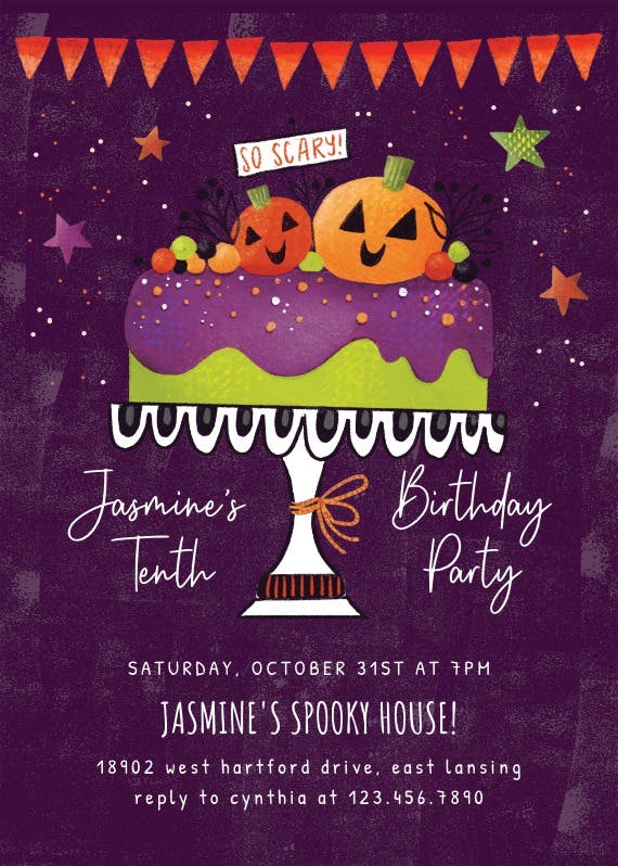 So scary cake - birthday invitation