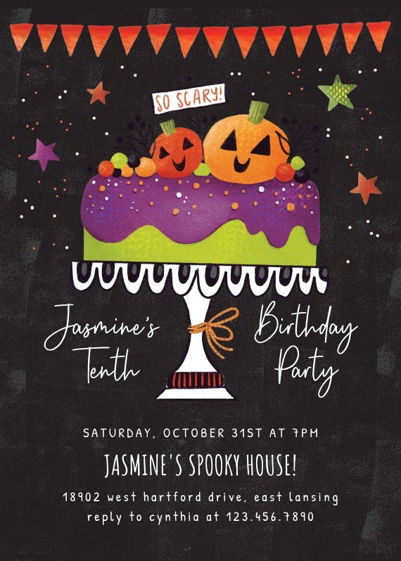 So scary cake - birthday invitation