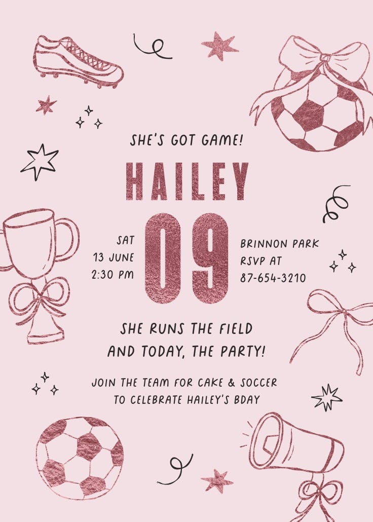 Soccer star - printable party invitation