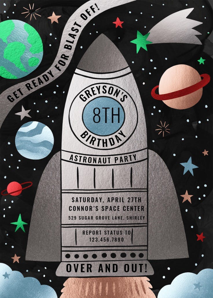 Space - invitación de cumpleaños