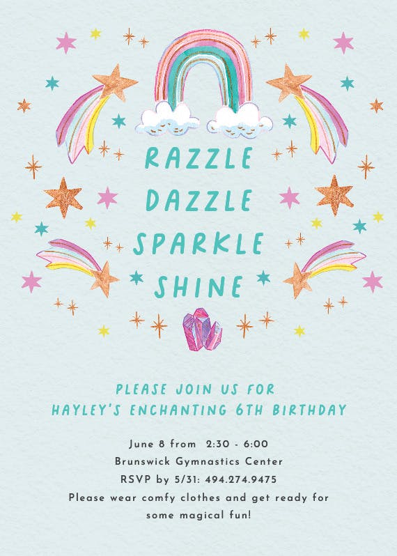 Sparkle and shine - invitación de cumpleaños