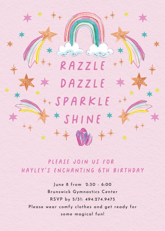 Sparkle and shine - invitación de cumpleaños