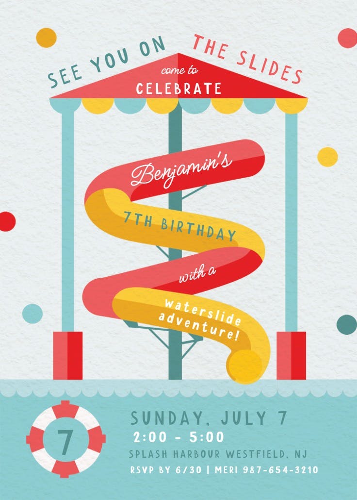 Splash & slide - birthday invitation