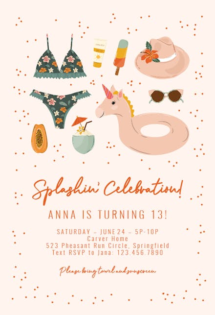 Splash Pink - Pool Party Invitation