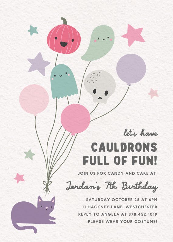 Spooky balloons -  invitación de cumpleaños