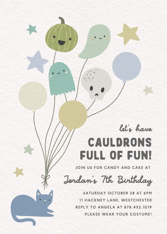 Spooky balloons - birthday invitation