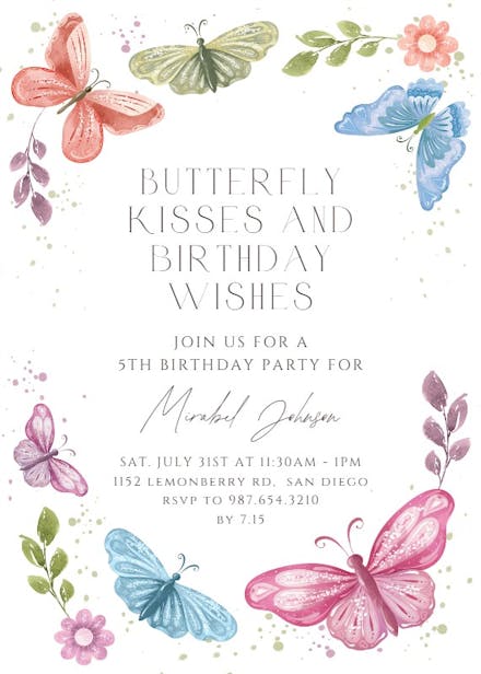 Butterflies - Birthday Invitation Template (Free) | Greetings Island