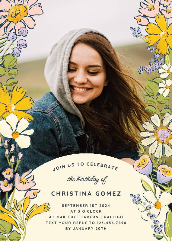 Spring florals -  invitación de cumpleaños