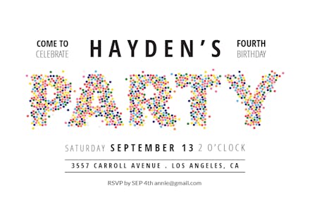 Sprinkles lettering - Birthday Invitation