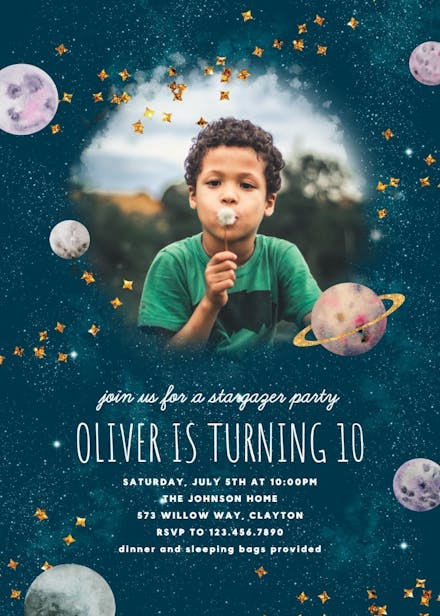 Star gazing - sleepover party invitation