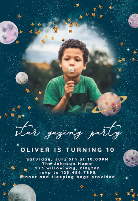 Star gazing - Sleepover Party Invitation