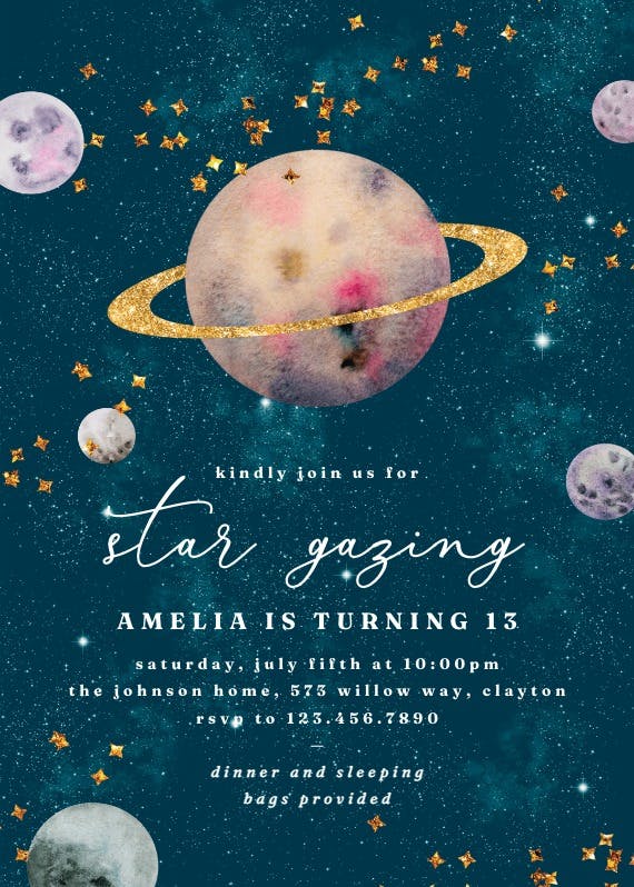Stargazing - birthday invitation