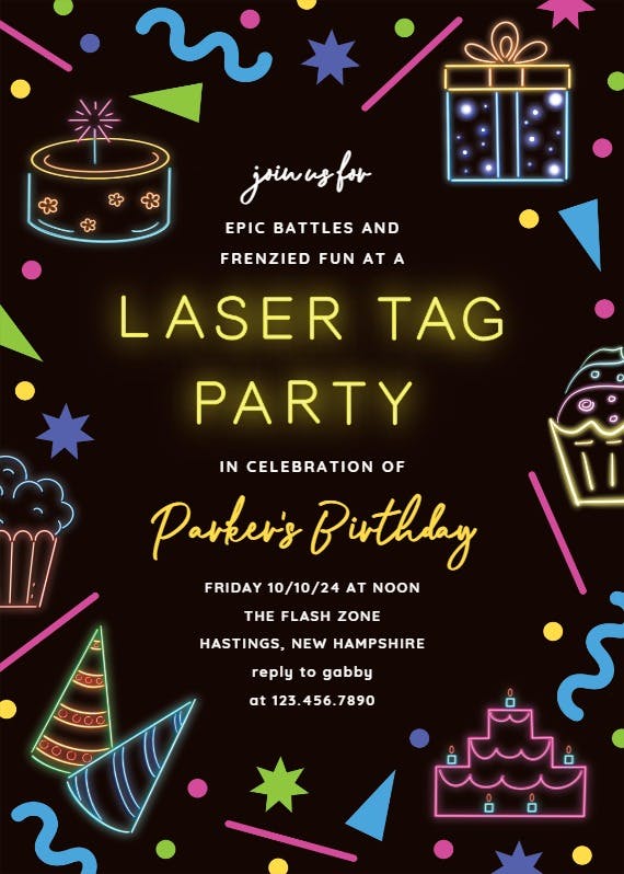 Staying alive laser tag - birthday invitation