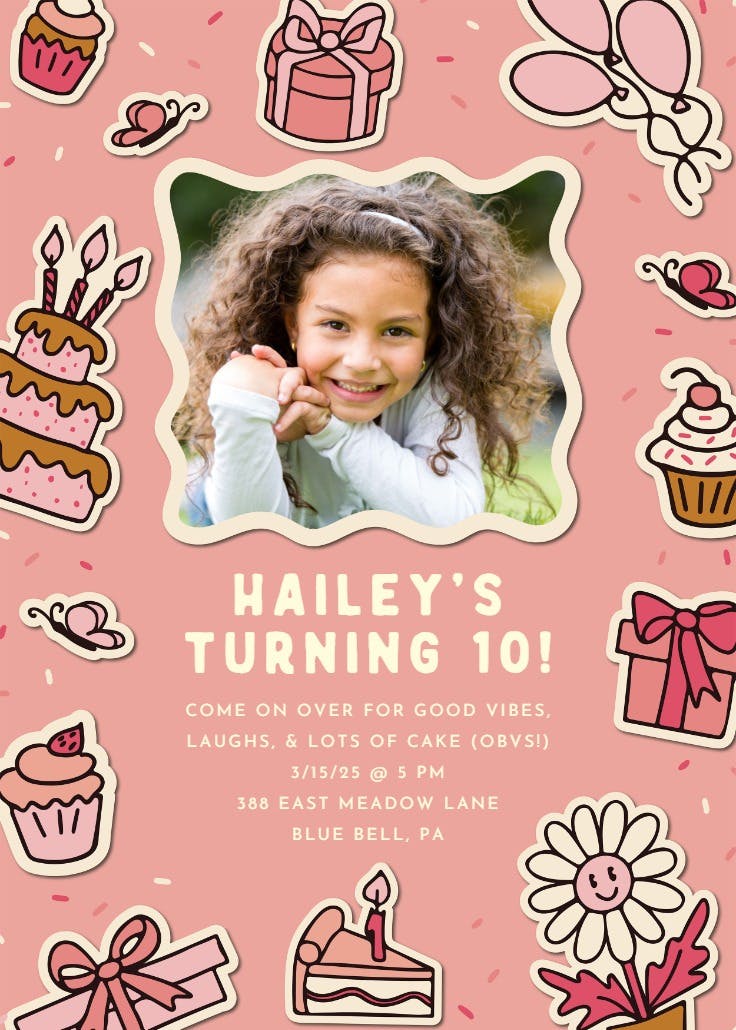 Stickers galore photo - birthday invitation