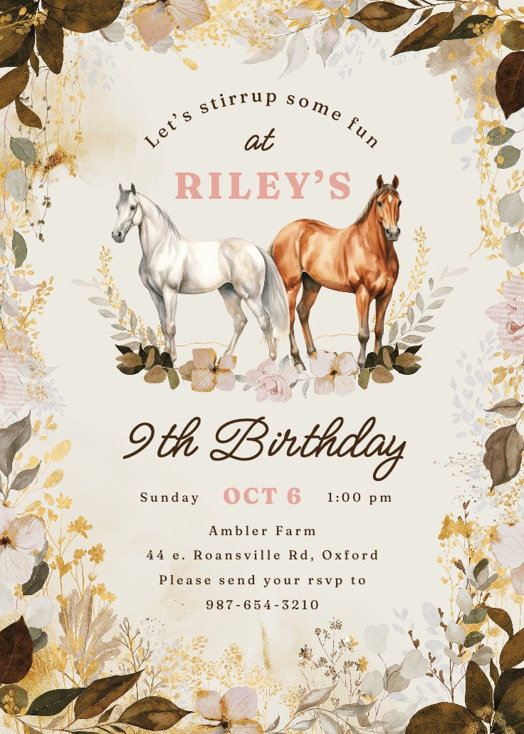 Stirrup fun - invitación de cumpleaños